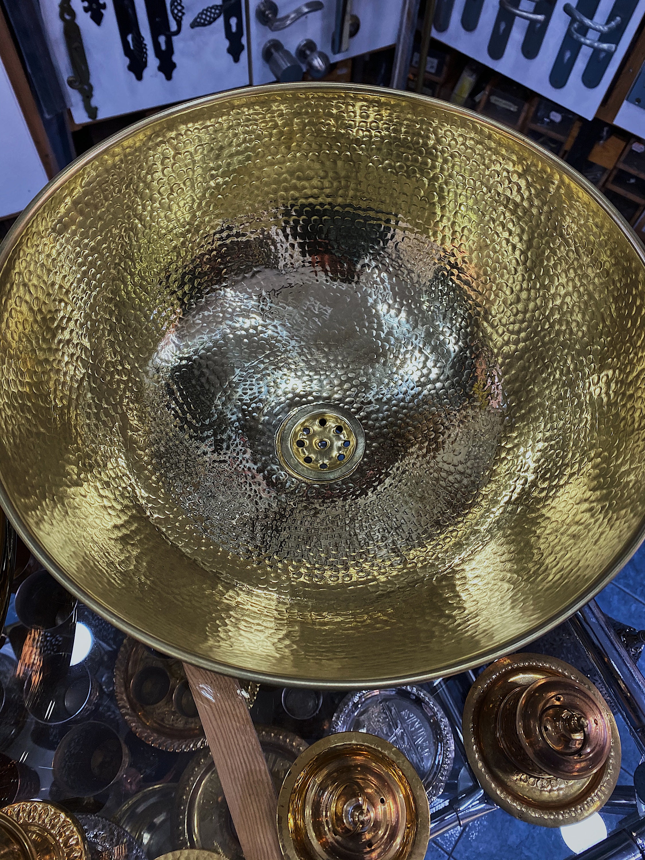 Brass Moroccan Vessel Sink Hammered Gold Color Art Basin Etsy Australia
