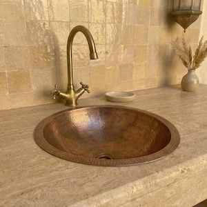 Handmade Copper Sink - Moroccan Bathroom Decor - sink vanity