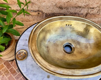 antique Brass Moroccan sink hammered antique brass color handmade , moroccan bathroom decor , brass sink vintage style