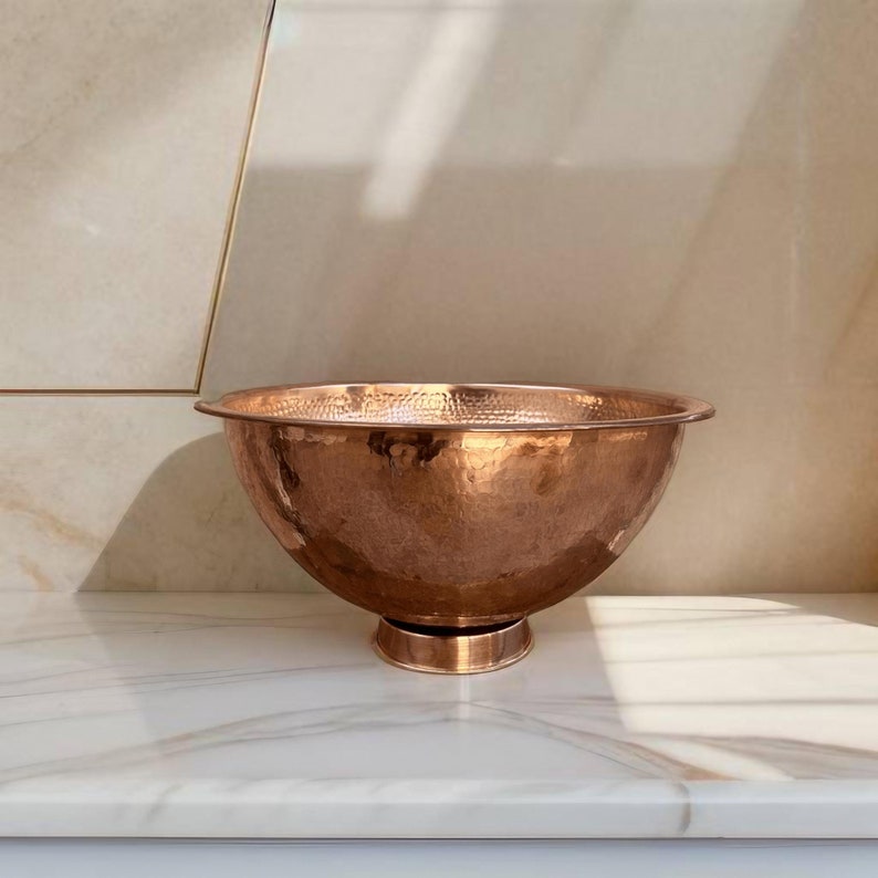 Hammered copper Vessel Sink vintage Bathroom style ,Vessel Sink Vanity zdjęcie 7