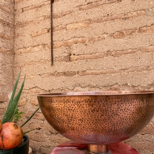 copper Moroccan sink hammered , vintage copper sink , copper color , marrakech bathroom style , hammered copper sink, arabic bathroom decor image 6