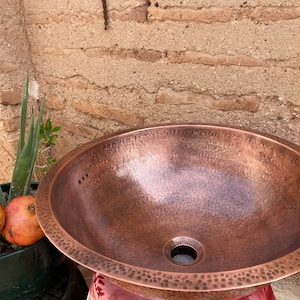 copper Moroccan sink hammered , vintage copper sink , copper color , marrakech bathroom style , hammered copper sink, arabic bathroom decor image 3