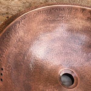 copper Moroccan sink hammered , vintage copper sink , copper color , marrakech bathroom style , hammered copper sink, arabic bathroom decor image 4