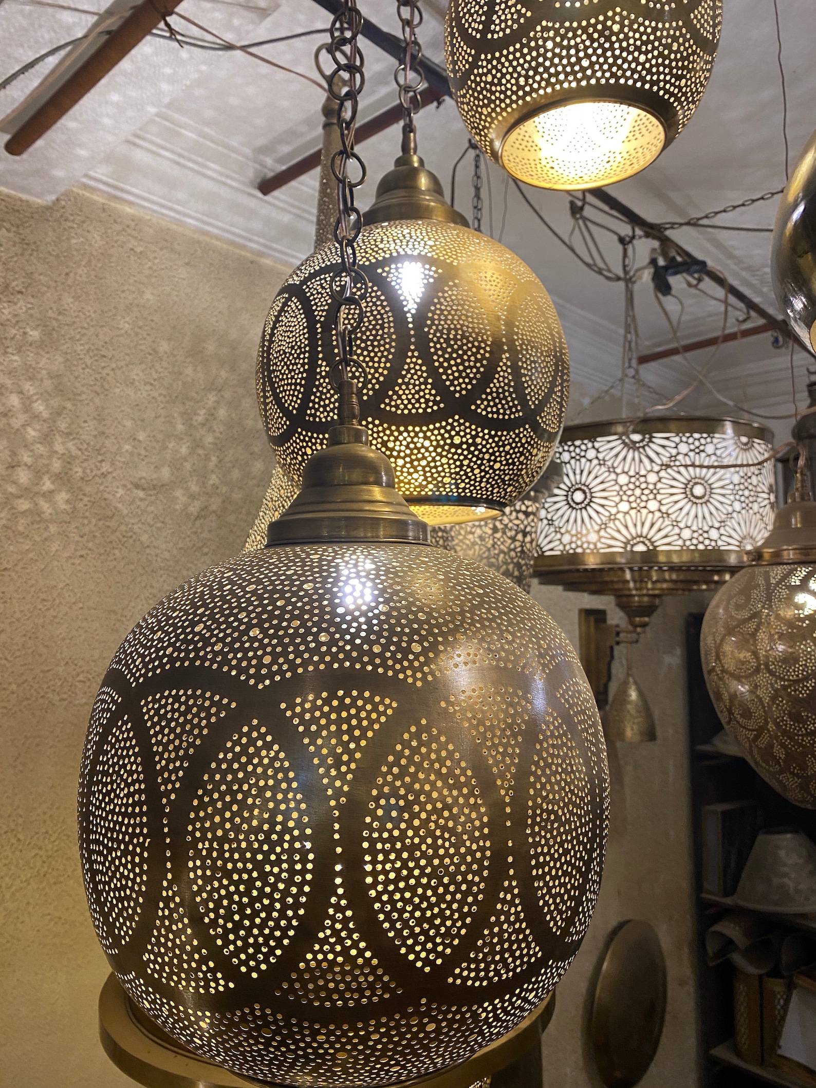 Brass Moroccan hanging lamp vintage lighting style Etsy