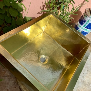 Solid Unlacquered Brass Undermount Hammered Sink, Kitchen Bar Sink, Island Sink style, Outdoor brass Sink