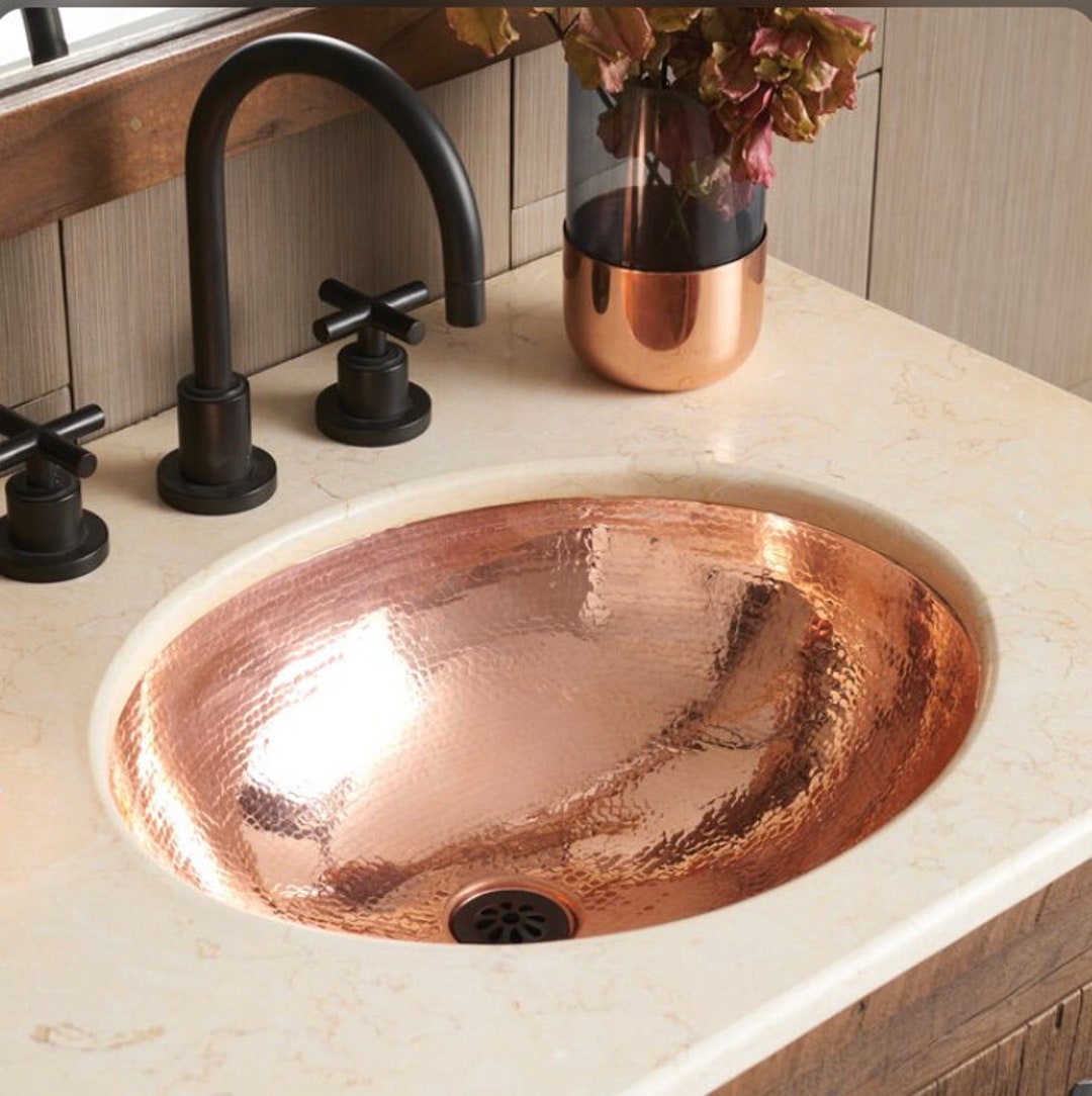 Vintage Copper Oval Undermount Bathroom Sink Handmade - Etsy