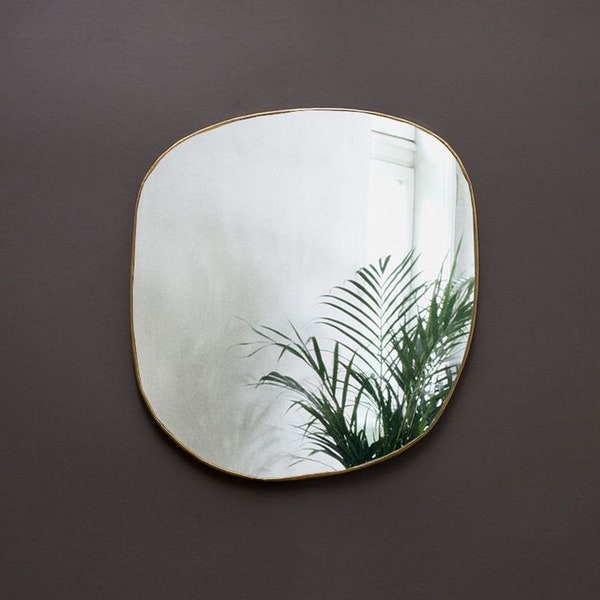 Brass mirror, handmade brass mirror , vintage decor style, vintage mirror