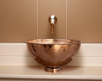 Hammered copper Vessel Sink vintage Bathroom style ,Vessel Sink Vanity