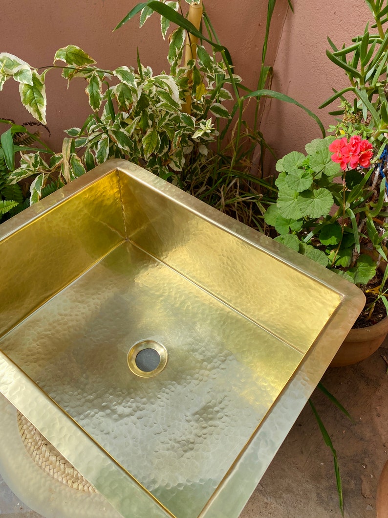 Solid Unlacquered Brass Undermount Hammered Sink Kitchen Bar Etsy