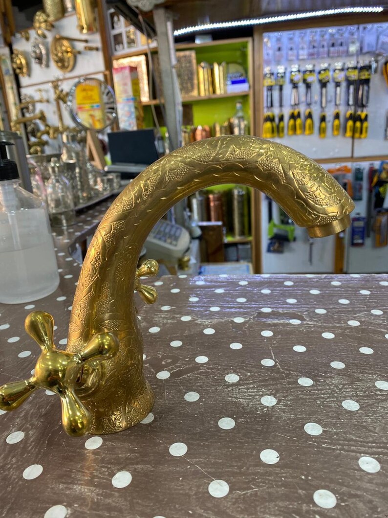 Beautifully Decorated Faucet Handmade .bathroom Brass Faucet - Etsy