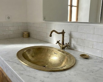 Handmade Hammered Brass Moroccan Sink: Antique Style Bathroom Decor