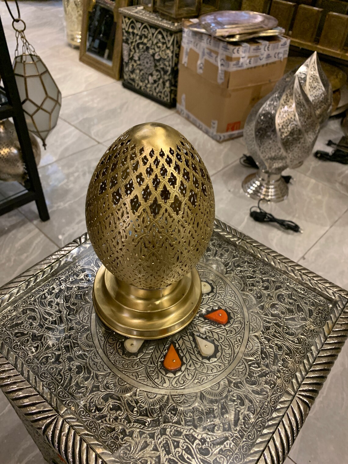 Moroccan Table Lamp Brass Table Lamp Arabic Vintage - Etsy