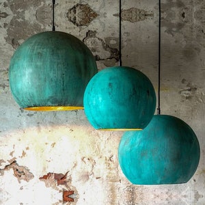 Handmade Copper Pendant Light: Oxidized Patina, Marrakech Artisan Design