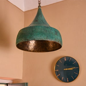 Handmade Oxidized Patina Copper Pendant Light: Vintage Island Kitchen and Bedroom Style Lamp