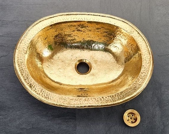 Brass Moroccan sink hammered gold color round/oval handmade , moroccan bathroom decor , brass sink vintage style