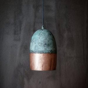 Vintage Copper Pendant Light for Island kitchen and bedroom style , Oxidized patina Copper ceiling Light