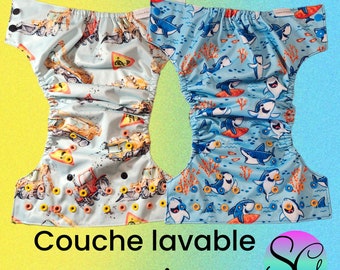 One size washable diaper / pocket / truck / shark