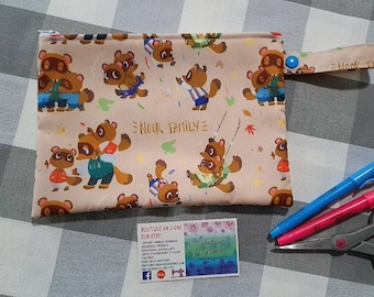 pencil case, makeup case, personalized, raccoon