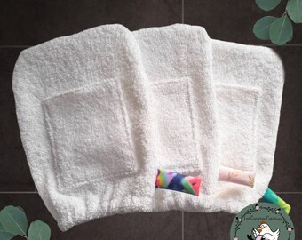 Bath gloves / Cotton terry washcloths / Shower mitts / White