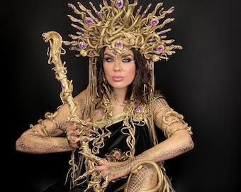Halloween, Large Medusa Halo Crown, Snake Goddess Costume, Mythological Queen Look