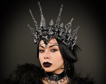Gothic crown, Evil queen, Dark fairy crown, Vampire Crown, Death Skull crown, Burning man, Skull Dia de los Muertos, Sugar Skull, Hades