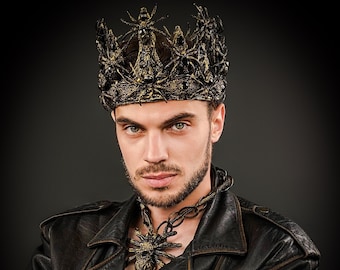 Unisex Spider Crown, Spider King Crown, Big Men’s Gothic Crown, Dark Lord’s Headpiece, Halloween Gothic Costume, Men’s Halloween headdress