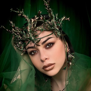 Nymph Tiara, Wood Elf Crown, Crown of Branches, Forest Queen Headpiece, Fairy Tiara, Elf Headdress, Forest Witch, Midsummer Festival image 2