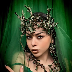 Nymph Tiara, Wood Elf Crown, Crown of Branches, Forest Queen Headpiece, Fairy Tiara, Elf Headdress, Forest Witch, Midsummer Festival image 1