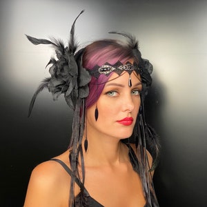 Dark goddess headband, Black gothic headband, Gothic black lace crown, Black lace tiara, Dark fairy queen, Vampire queen crown, Black tiara