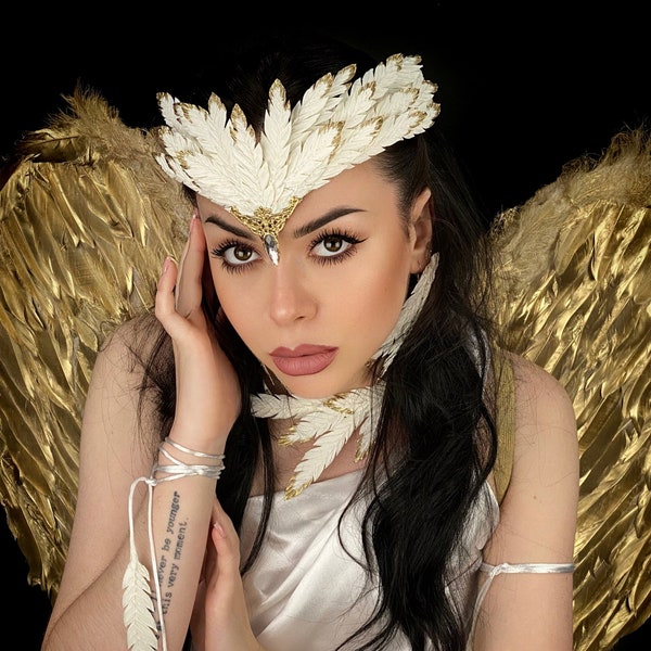 White Raven, White Phoenix, White Bird, White Swan, Nymph Headdress, Fairy Tiara, Elf Tiara, Bird of Paradise Headdress, Firebird Tiara