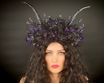 Black and Purple SMALL Maleficent Inspired Gothic Horns  display picture 3