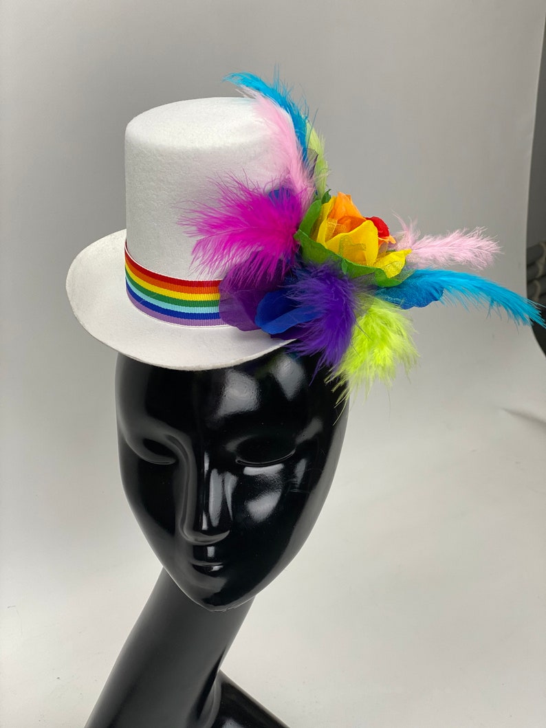 Rainbow Pride festival Hat Rainbow mini top hat with Etsy