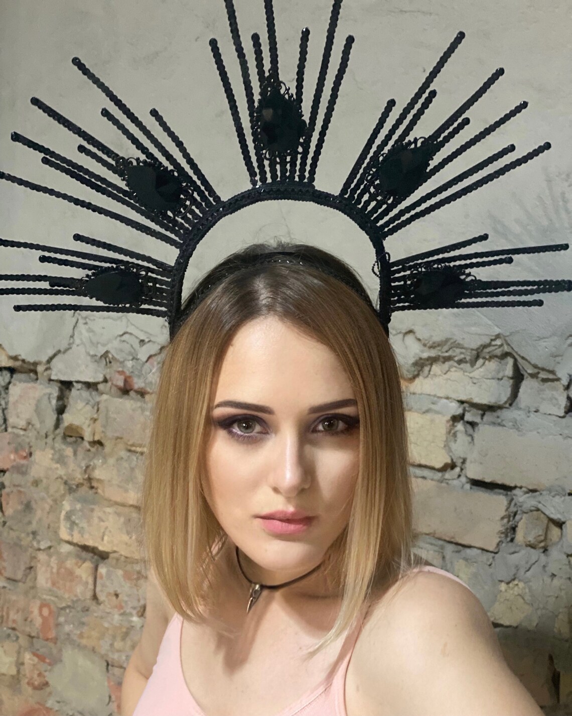 Black Spike Halo Headpiece Headband Dark Queen Spiked Halo Etsy