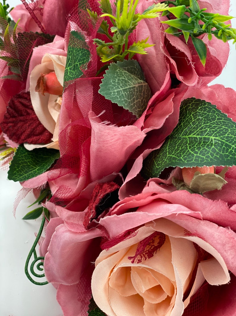 Halo Roses Crown,Large Flower Crown,Boho Headdress,Bridal Florar Crown,Flower Festival Wreath,Wedding Hair Accessory,Bohemian Flower Wreath