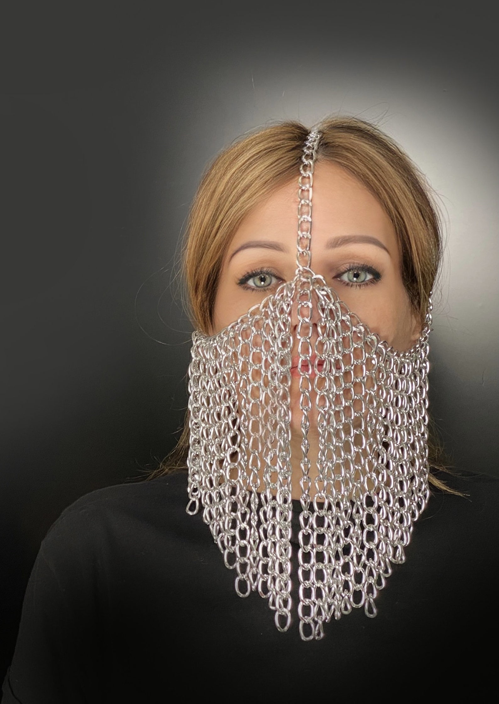 Chain Face Mask for Women Harness Chain Mask Silver Face Etsy