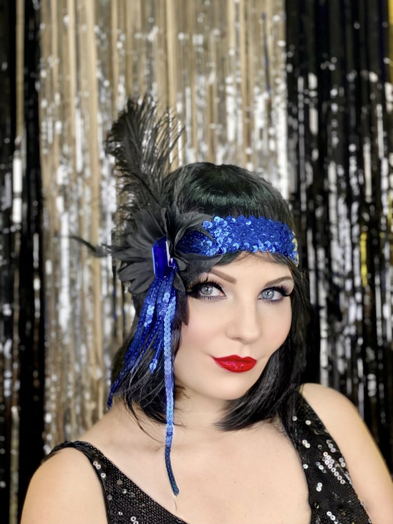 Flapper feather headband Holiday headdress Headband with feather Great Gatsby headpiece Flapper girl headpiece Burlesque headband