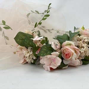 Flower crown,Floral crown,Headpiece with veil,Large flower headband,Flower headpiece,Delicate flower crown,Wedding headband,headpiece Boho.