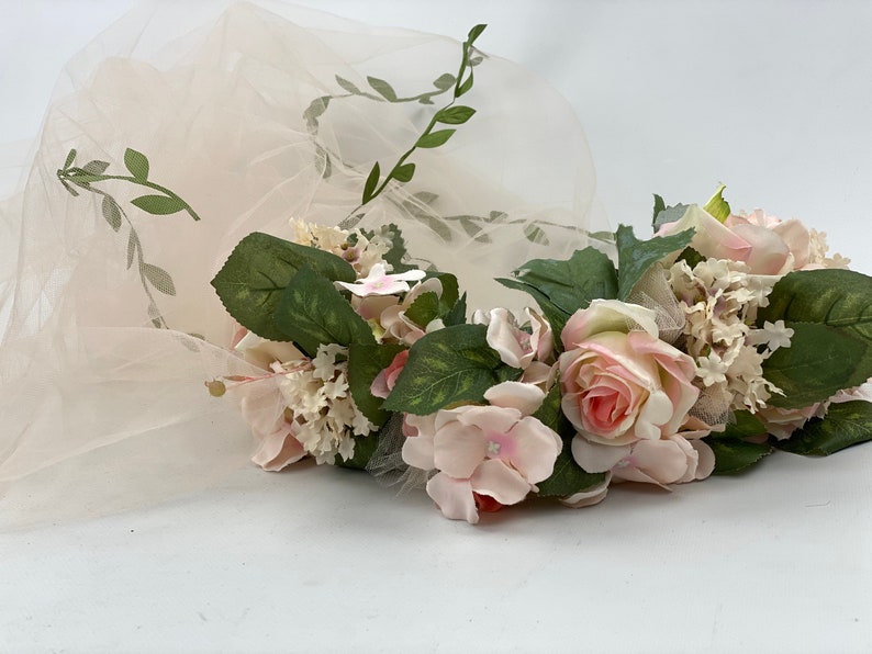 Flower crown,Floral shops crown,Headpiece with veil,Large flower headband,Flower headpiece,Delicate flower crown,Wedding headband,headpiece Boho.