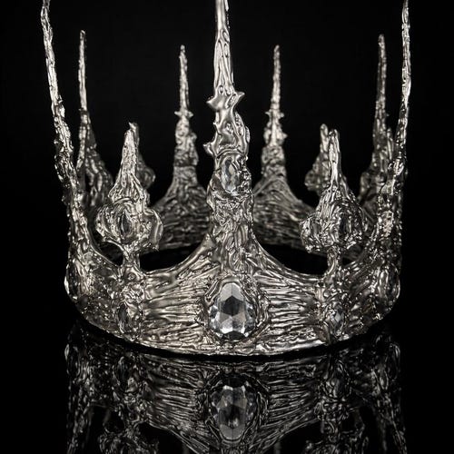 Burning Man, Unisex Gothic Crown, Silver Rhinestone Headpiece, Ice