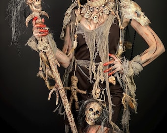 アンティークのグルン族の堅木製民族マスク、ネパールの部族芸術