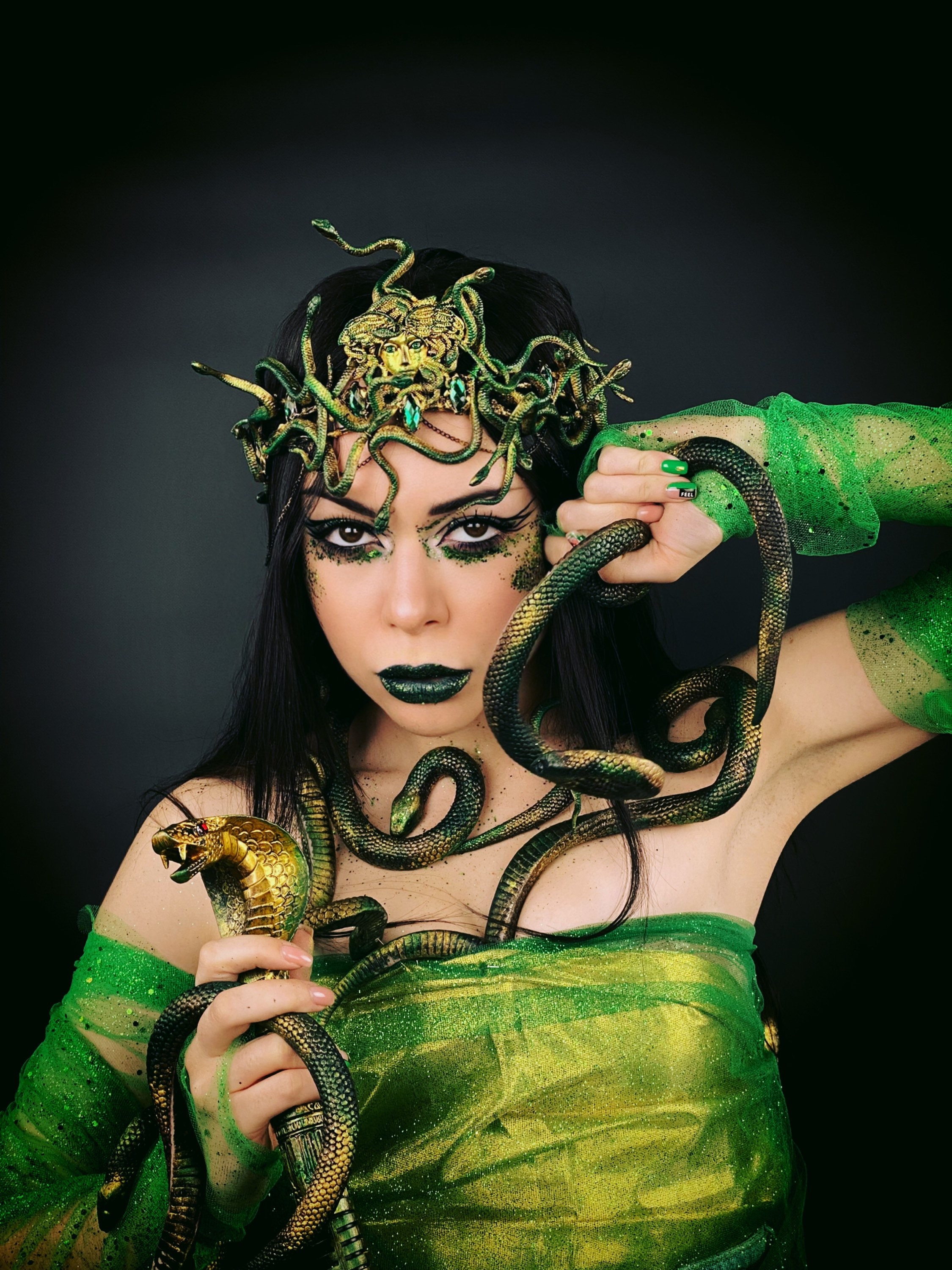 Accessori Feste Tema Mitologico Set Accessori Medusa MFCGHXR - Copricapo, Collana E Bracciale Serpente Per Cosplay E Feste Medusa Costume - 6