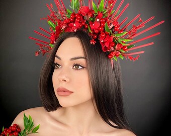 中目黒uncinq valo adornments head piece Luxury Ukrainian Flower Headdress, Ethnic Headdress, Boho