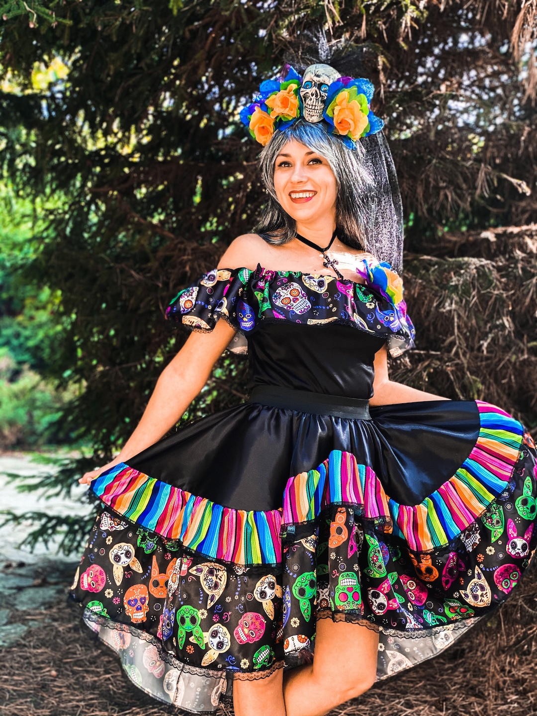 Authentic day of the dead dress top