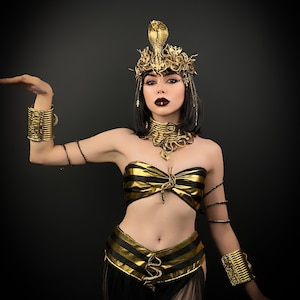 Cleopatra Crown, Gold cobra headpiece, Gold crown, Cleopatra style headpiece, Goddess Crown, Egypt princess, Medusa Gorgon tiara, Gold crown image 4