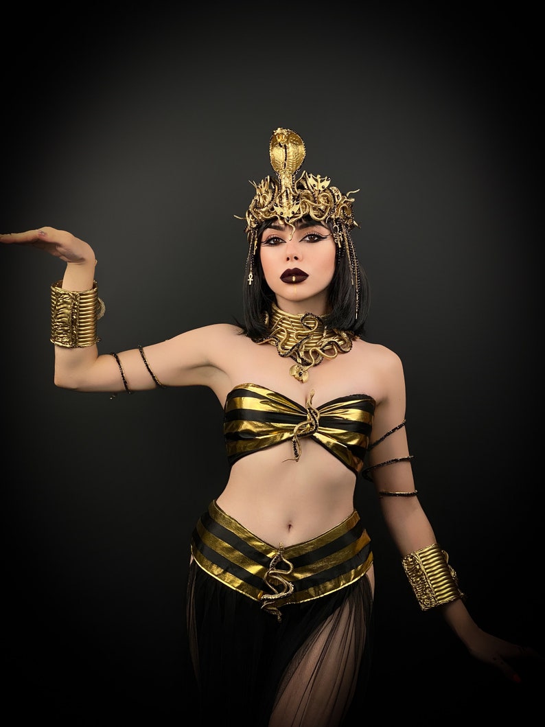 Cleopatra Crown, Gold cobra headpiece, Gold crown, Cleopatra style headpiece, Goddess Crown, Egypt princess, Medusa Gorgon tiara, Gold crown image 4