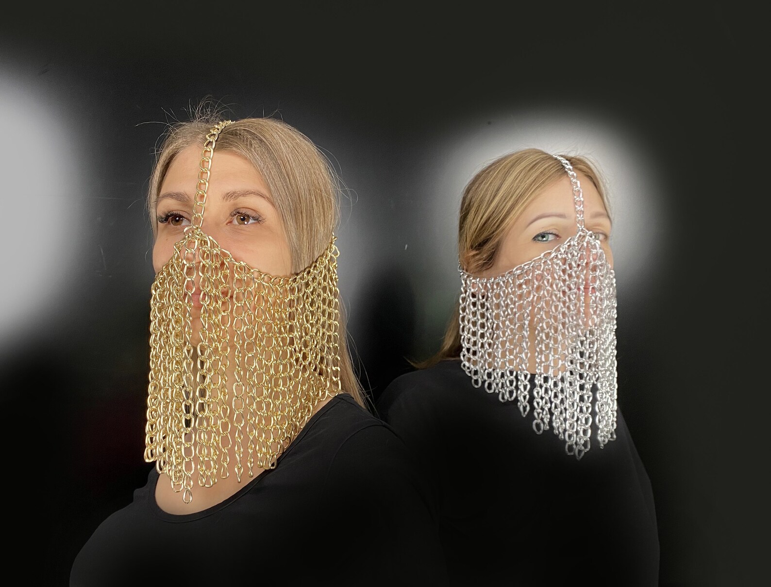 Chain Face Mask for Women Harness Chain Mask Silver Face Etsy