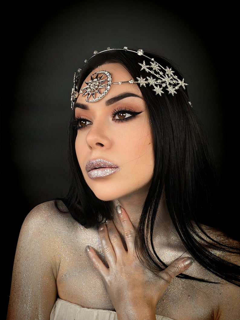 Galaxy Tiara Moon Headband Silver Star Tiara Celestial Etsy