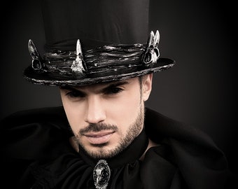 Gothic Raven Top Hat, Black Raven Top Hat, Black Bird, Phoenix