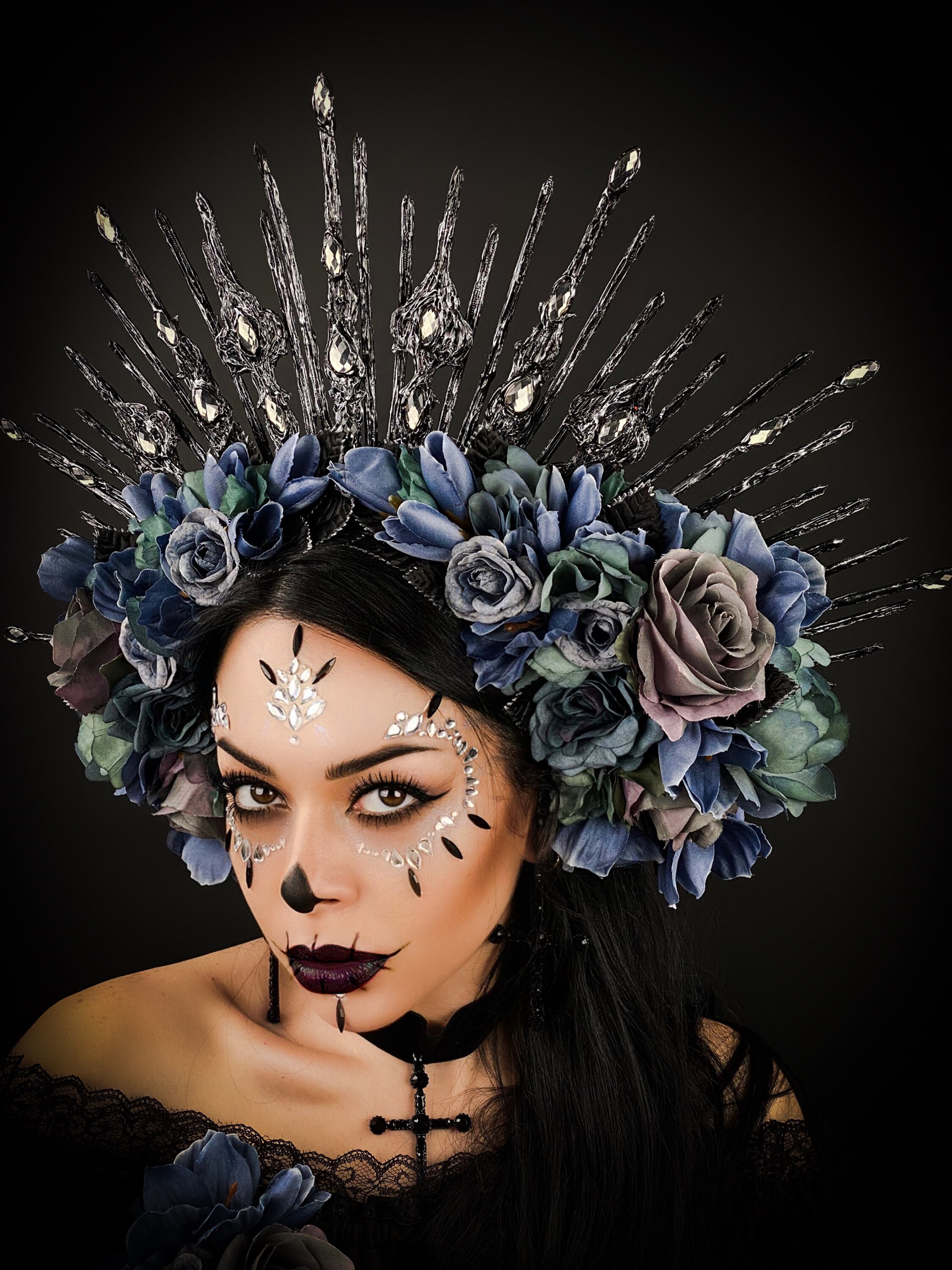 Burning Man, Santa Muerte Crown, Gothic Goddess Halo, Day of the Dead ...