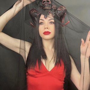Devil Horns Headpiece, Satyr Costume, Demon Horns With Skull, Demon ...